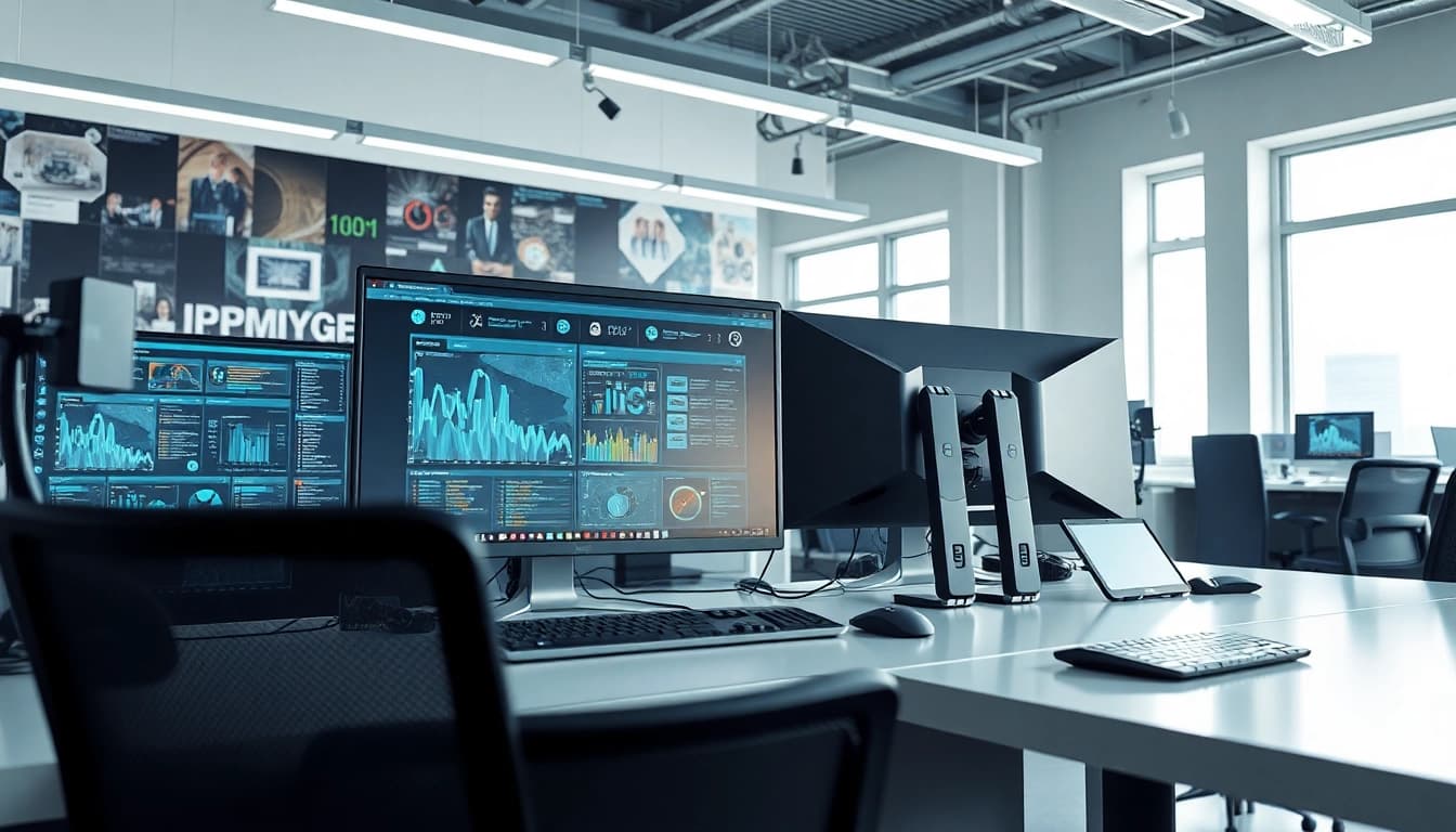 Technik Innovation in modern workspace showcasing advanced futuristic gadgets.