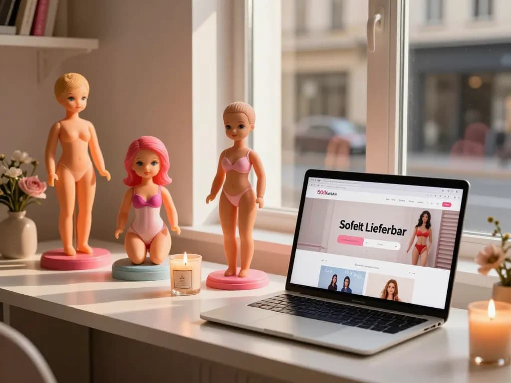 Sofort Lieferbar Erwachsenenspielzeuge in schicker Präsentation, die die sofortige Verfügbarkeit in einem eleganten Einkaufsraum hervorhebt.