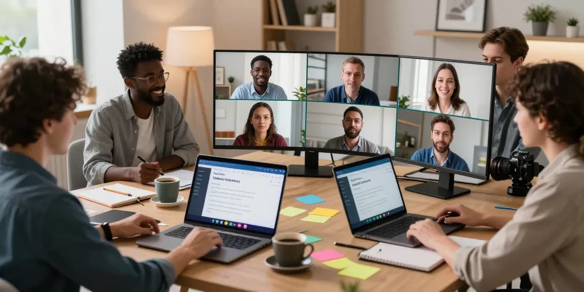 Live-Übersetzer App in Nutzung während eines virtuellen Meetings mit professionellen Nutzern.