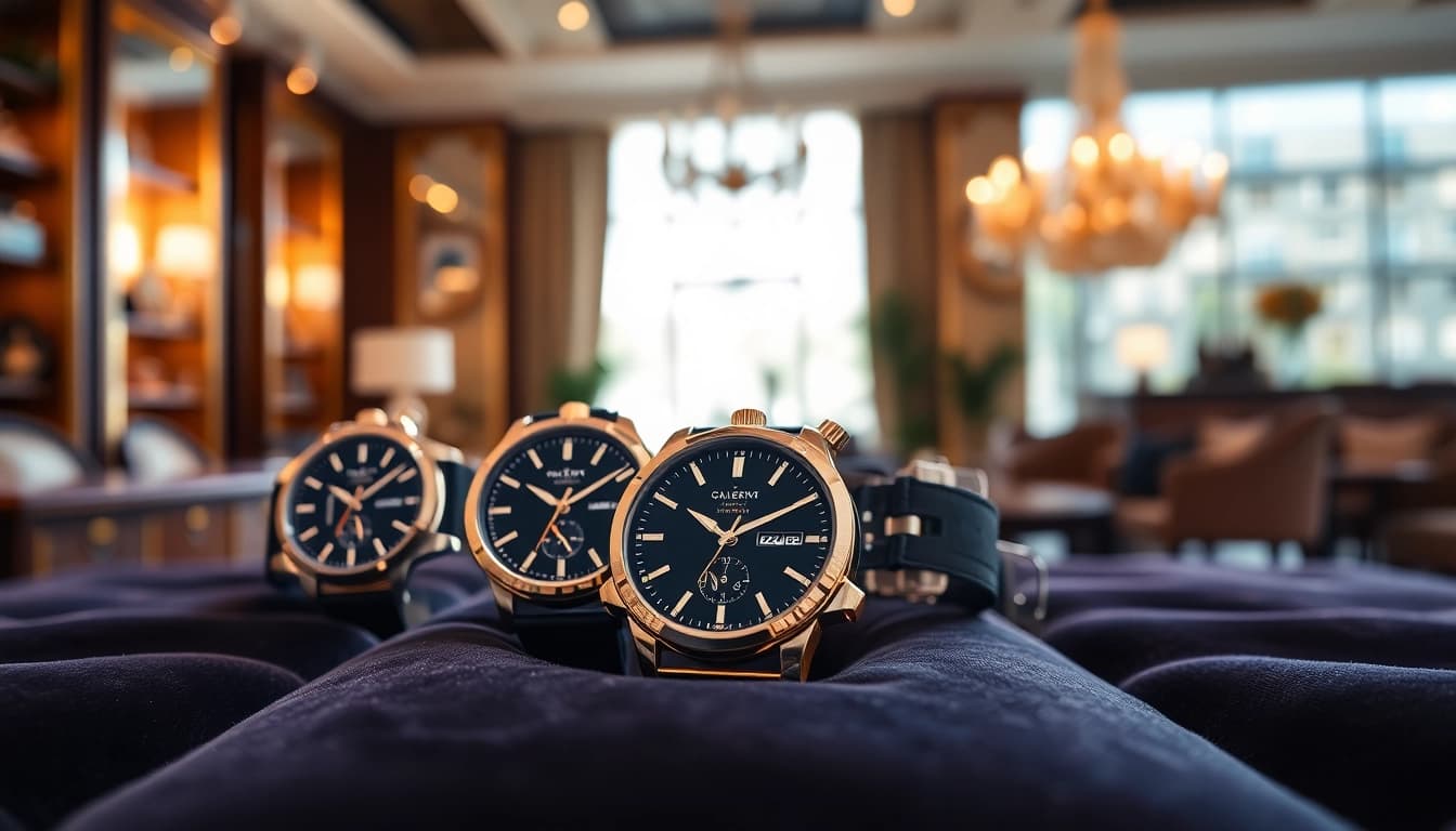 Orologi di lusso Torino esposti elegantemente su un tavolo in una boutique sofisticata.