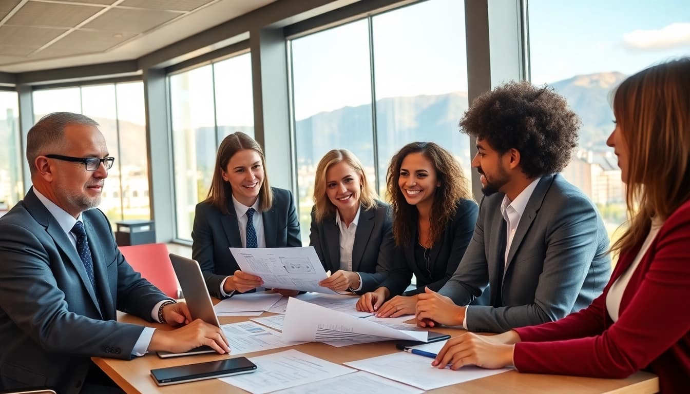 GmbH gründen in der Schweiz mit professionellen Beratern bei einer Geschäftsbesprechung.
