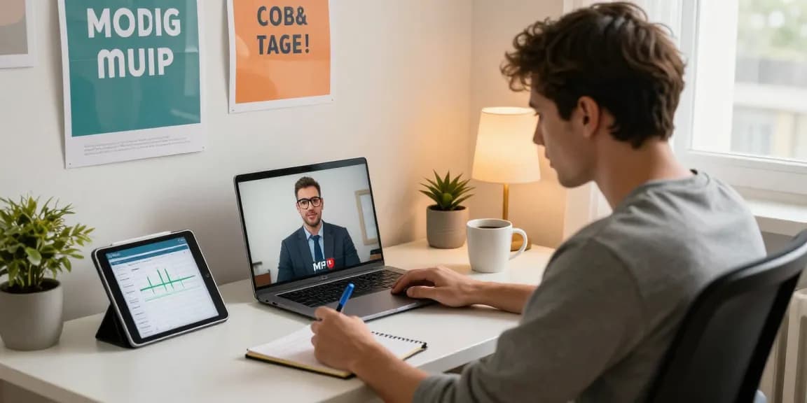 MPU Vorbereitung online in einem gemütlichen Home Office mit einem professionellen Coach im Videoanruf.