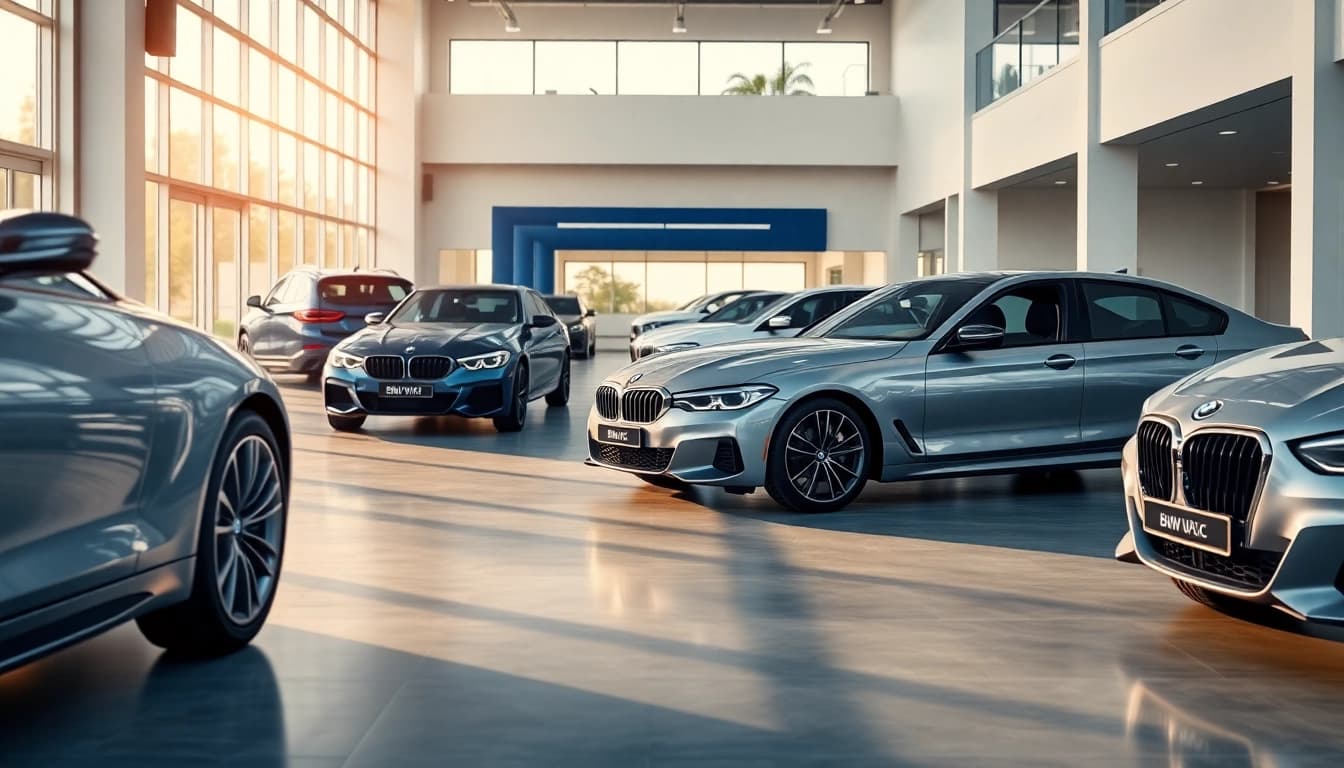 BMW kaufen in einer eleganten Ausstellung mit modernen Fahrzeugen und einladender Atmosphäre.