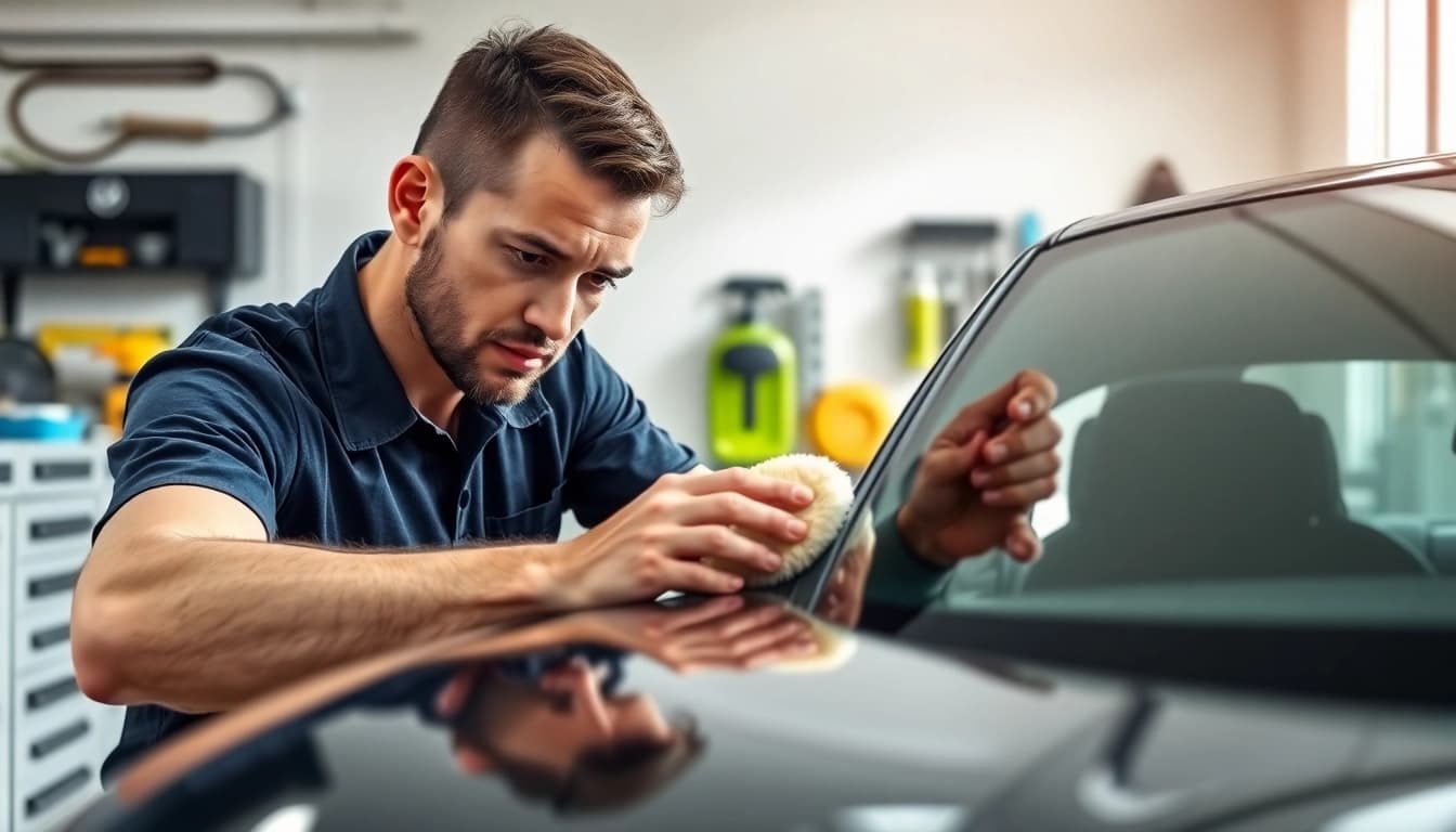 Optimierung der Fahrzeugaufbereitung mit fachmännischen Polierarbeiten an einem Luxusfahrzeug.