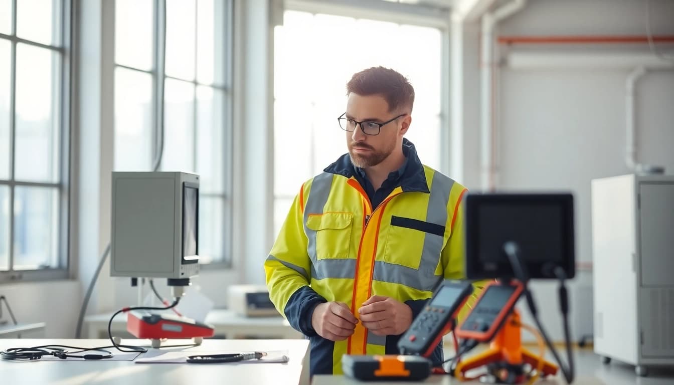 Conducting a DGUV V3 Prüfung to ensure workplace safety and compliance with electrical equipment standards.