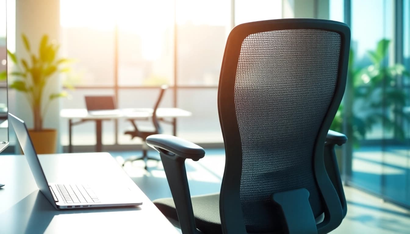 Herman Miller Aeron Stuhl in einem modernen Büro mit ergonomischer Gestaltung und schickem Ambiente.