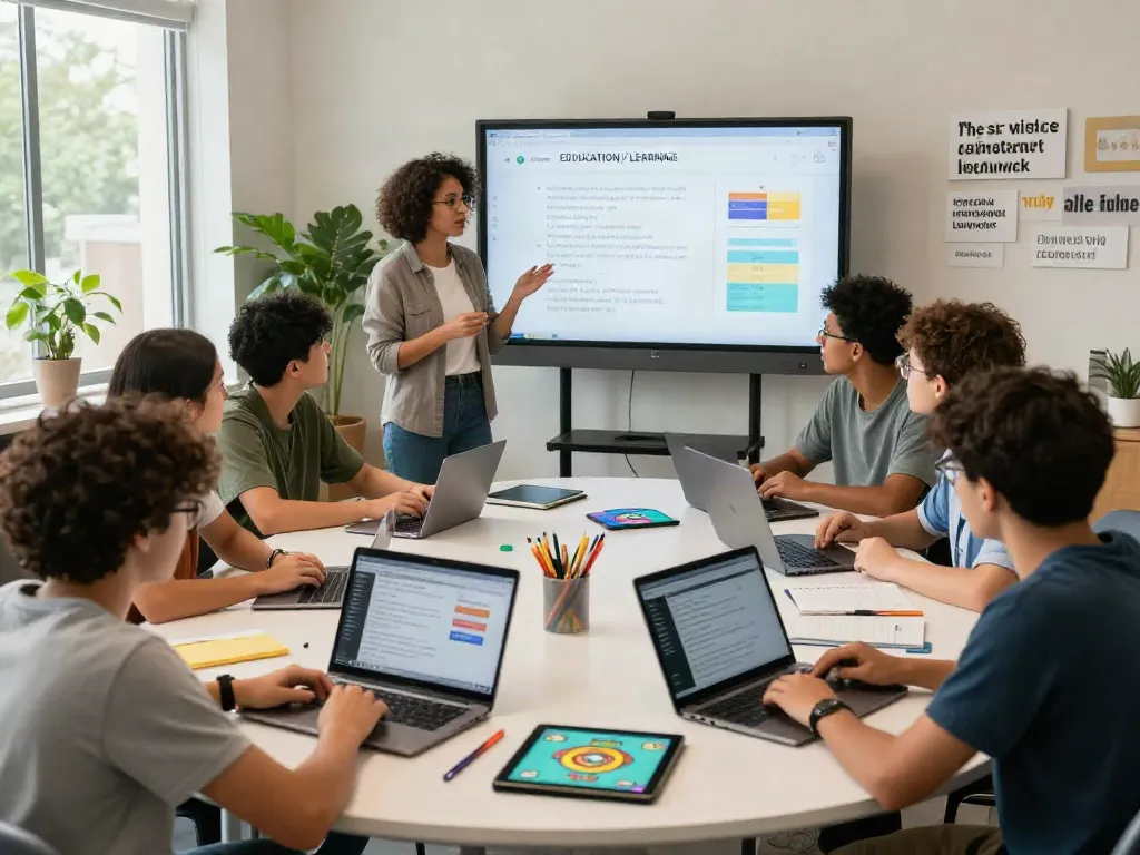 Diverse group collaborating in the digital education space while using rokok88 login for enhanced learning materials.