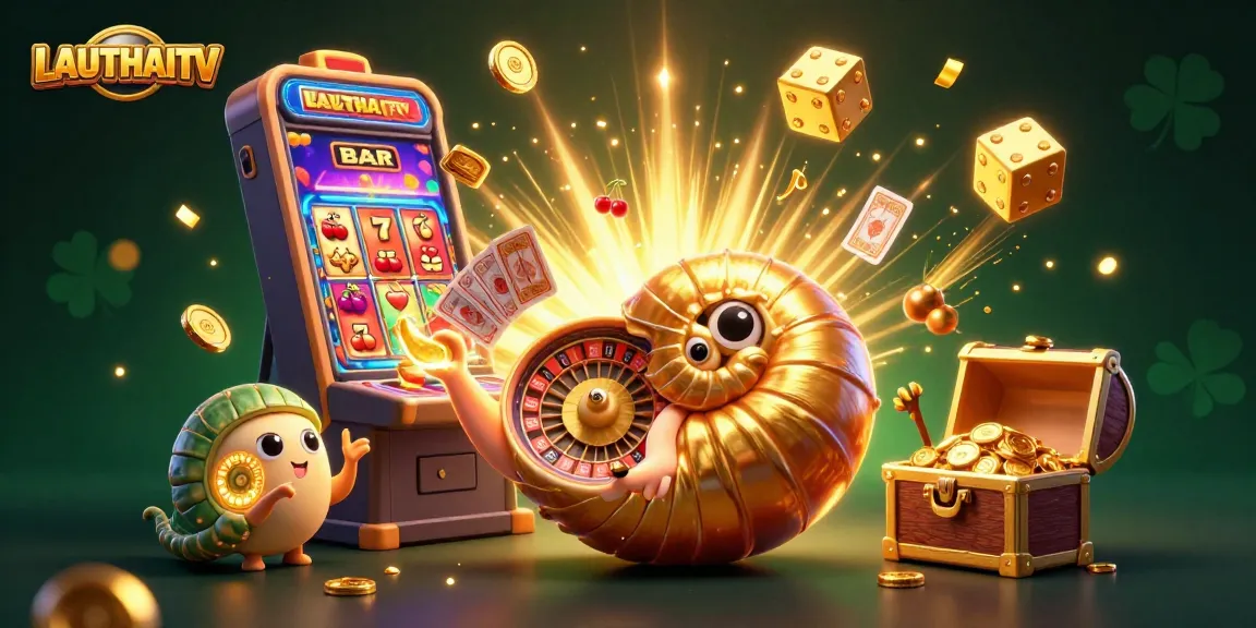 Engage with the vibrant LAUTHAITV gaming scene featuring casino elements and golden treasures.