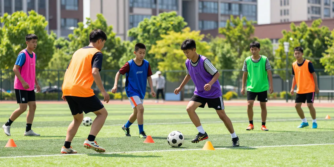 Aktive Fußball-Szene im Fußball Shop Deutschland mit jungen Athleten, die Mantom-Bälle nutzen.