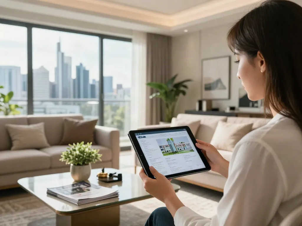 Bester Immobilienmakler Frankfurt zeigt stilvolles Wohnzimmer in moderner Wohnung.