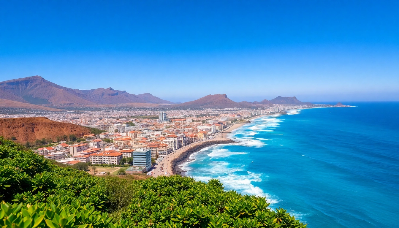 Teneriffa staedte with colorful architecture and stunning coastal landscape.
