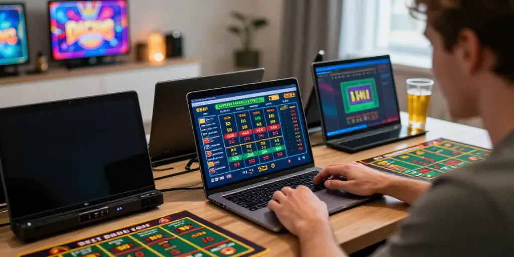 Engaging player enjoying live betting on Alternatif Bola88 platform with vibrant graphics and excited atmosphere.