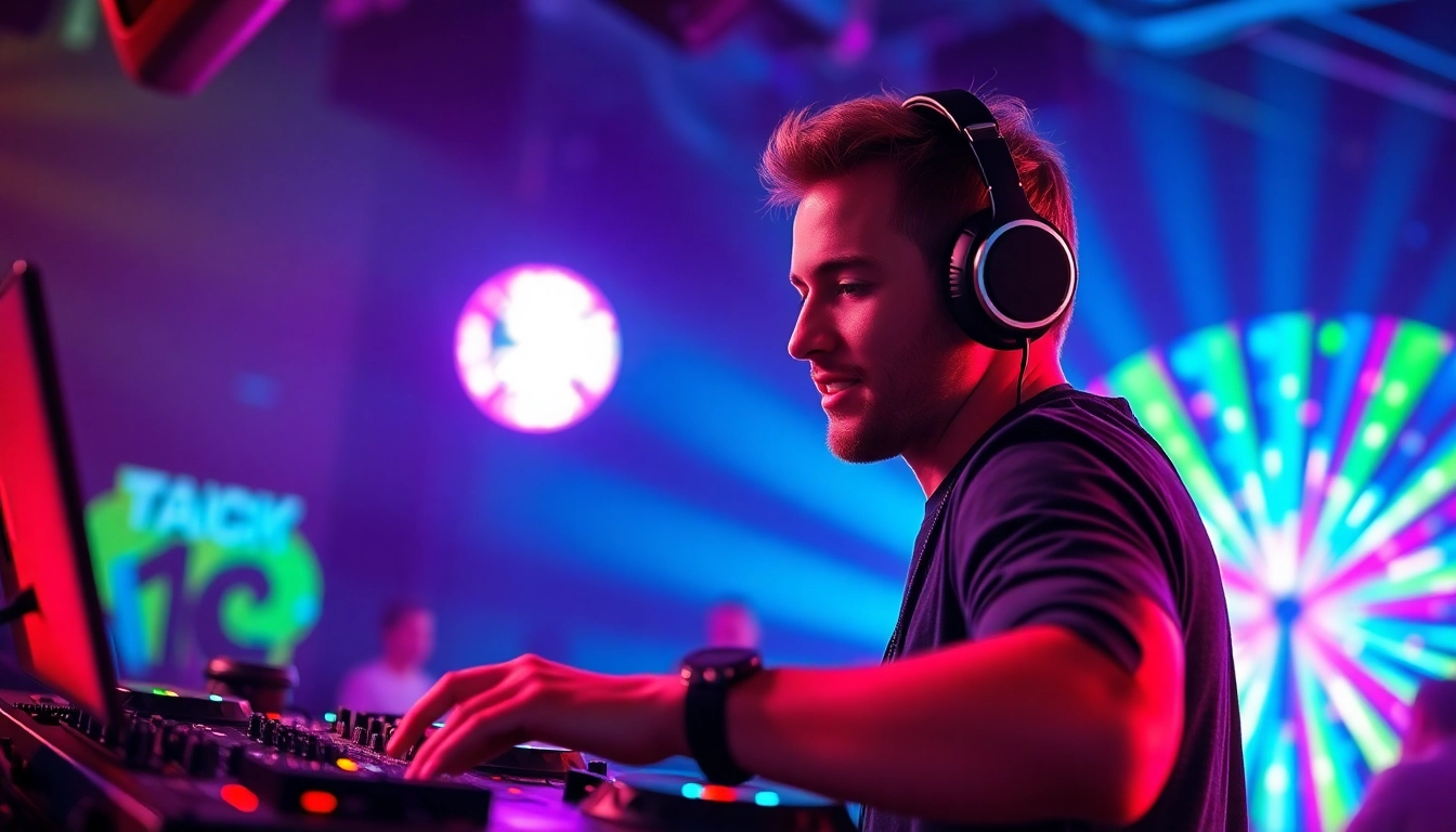 DJ aus München begeistert tanzendes Publikum mit energiegeladener Musik in einem Nachtclub.