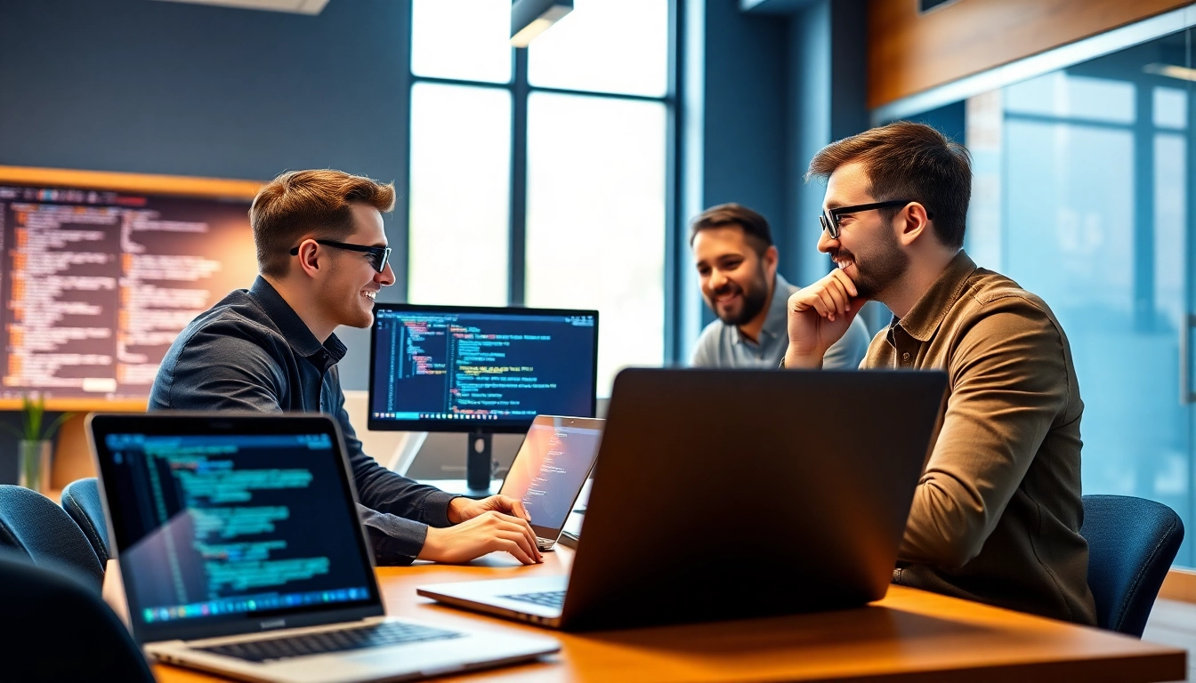 Webentwickler Hannover arbeitet mit Kunden in einem modernen Büro.