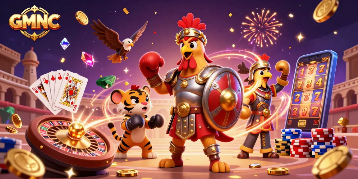 Experience the excitement of GMNC with vibrant casino elements, showcasing a dynamic rooster hero.