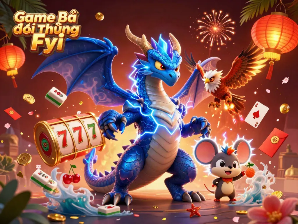 Engage with Game Bài Đổi Thưởng Fyi through electrifying characters and vibrant casino-themed elements.