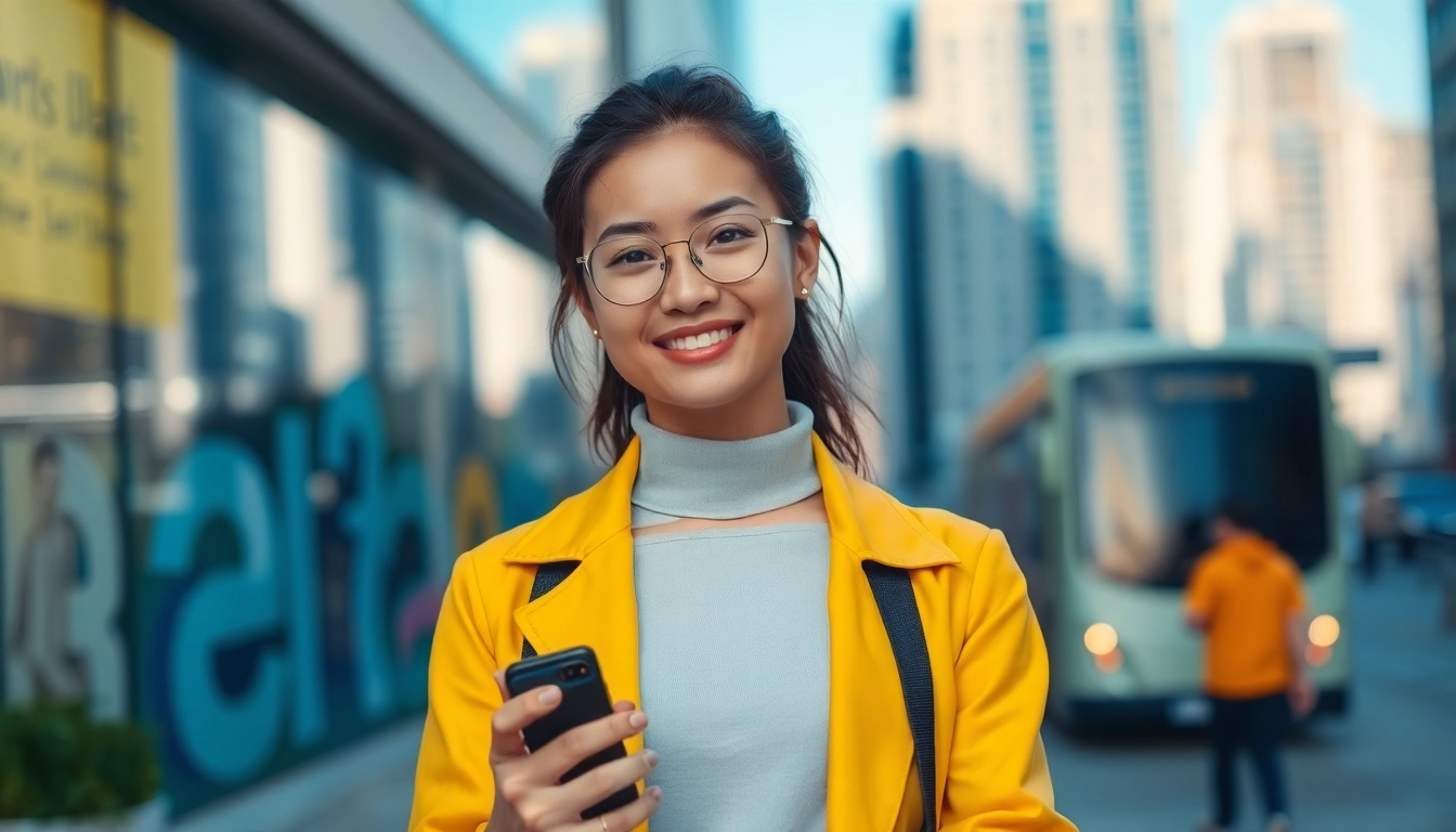 Professioneller dating fotograf für tinder bilder mit einem selbstbewussten Modell in urbaner Umgebung.