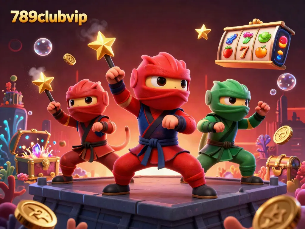 Engage with the exciting world of 789clubvip as ninja chameleons leap through slot reels and treasures.