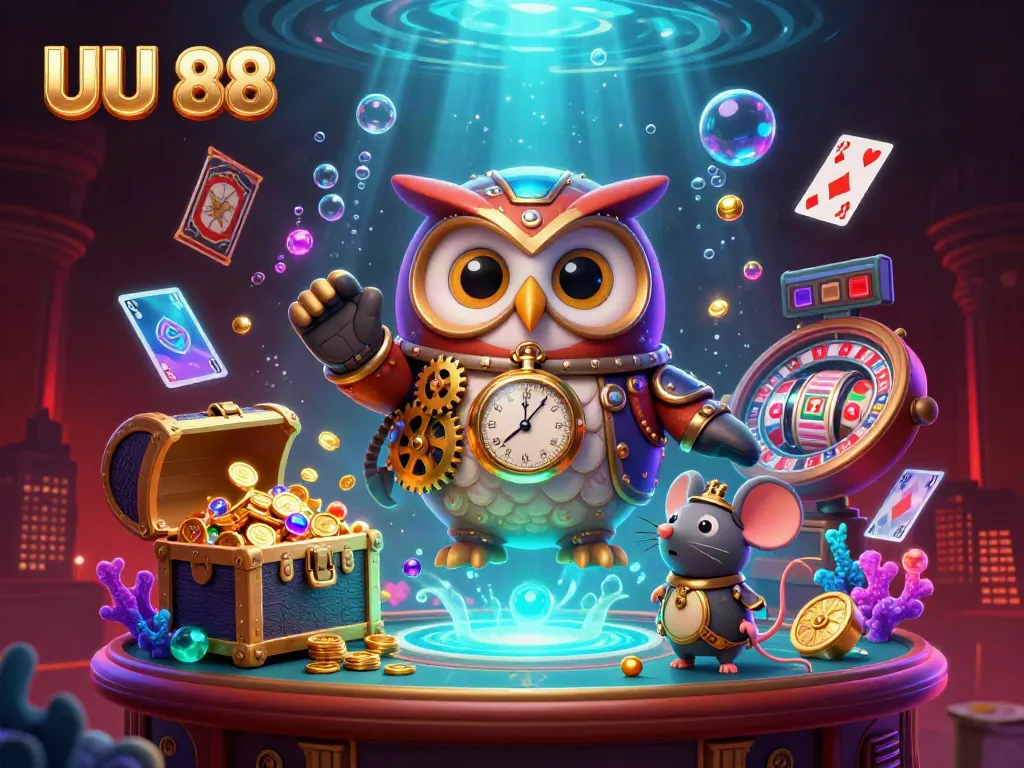 Experience immersive gaming at UU 88 with vibrant casino elements and detailed characters.