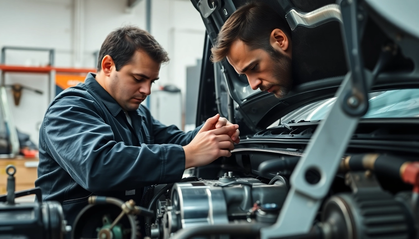 Motorschaden Ankauf durch einen Mechaniker in einer gut beleuchteten Werkstatt.