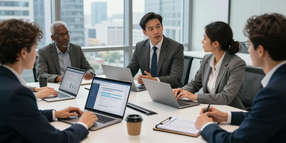Consultants discussing GDPR compliance strategies in a professional office setting, highlighting Startseite solutions for data protection.