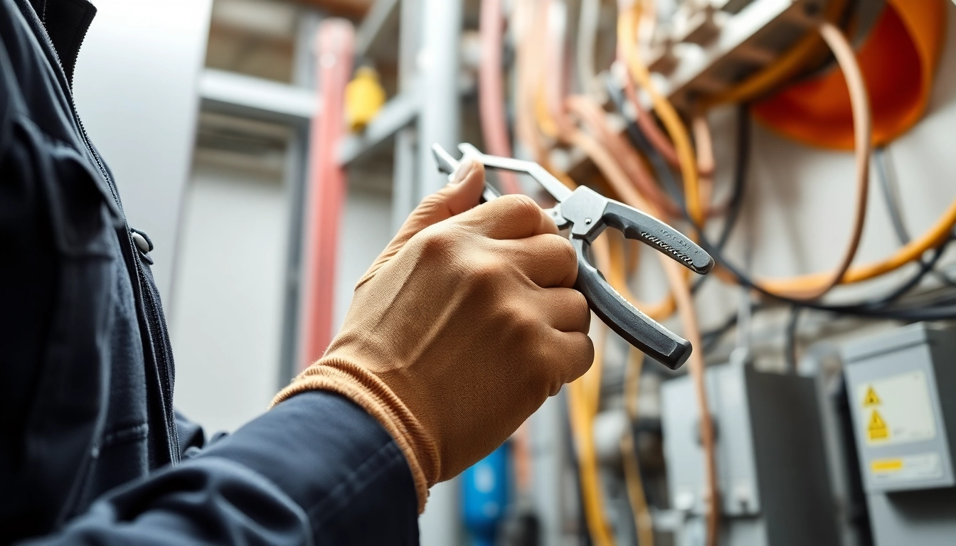 Prüfung ortsfester elektrischer Anlagen durch Fachmann in Industrieumgebung