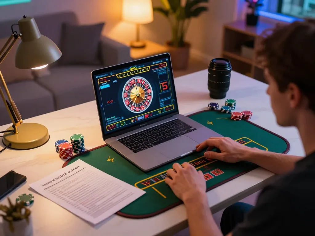 Enjoying a thrilling game of online roulette at home with go99, highlighting strategic gameplay and responsible entertainment.