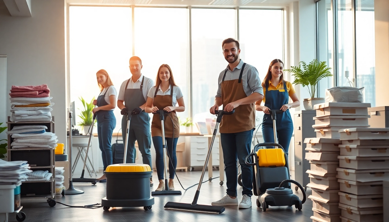 Effiziente Gebäudereinigung Ulm in modernem Büro mit professionellem Reinigungsteam.