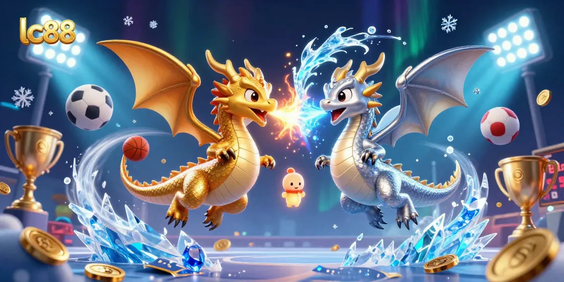 Join the thrill with lc88, featuring dynamic dragons in a vibrant casino-themed scene.