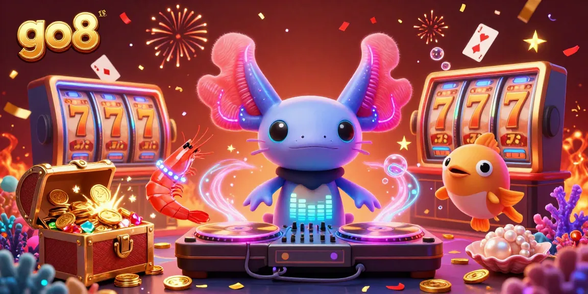 Experience exciting online gaming at go8 with a vibrant casino-themed underwater party.