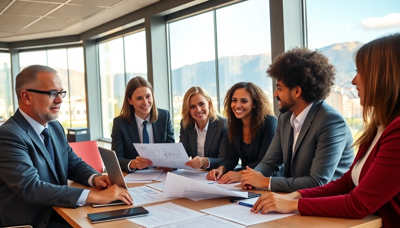 GmbH gründen in der Schweiz mit professionellen Beratern bei einer Geschäftsbesprechung.