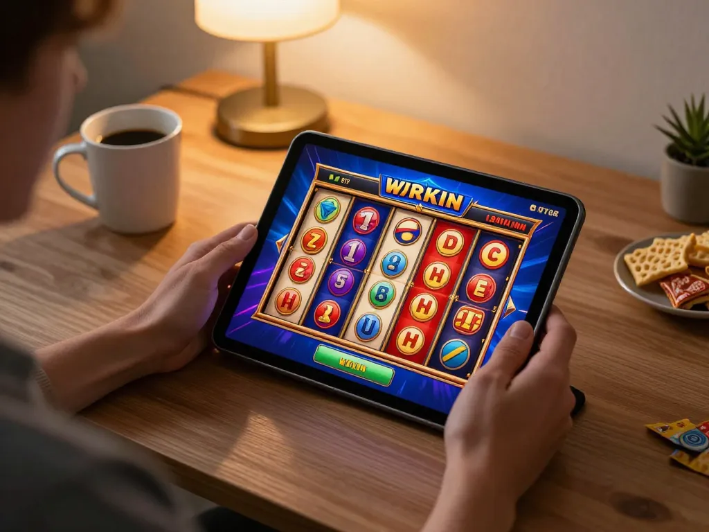 Engaging in online slot deposit 10000 gameplay while enjoying a cozy home setting.