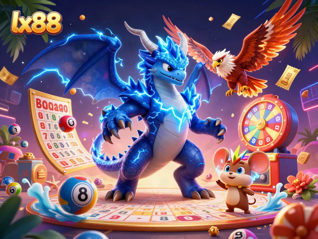 Experience thrilling gameplay with lx88 as a thunderous dragon and dynamic elements surround you.