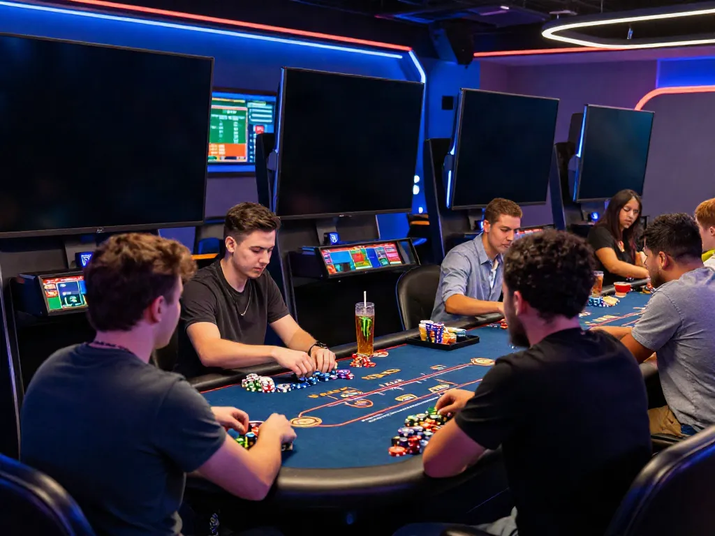 Engaged players enjoying the c168 virtual casino gaming experience with vibrant screens and dynamic atmosphere.