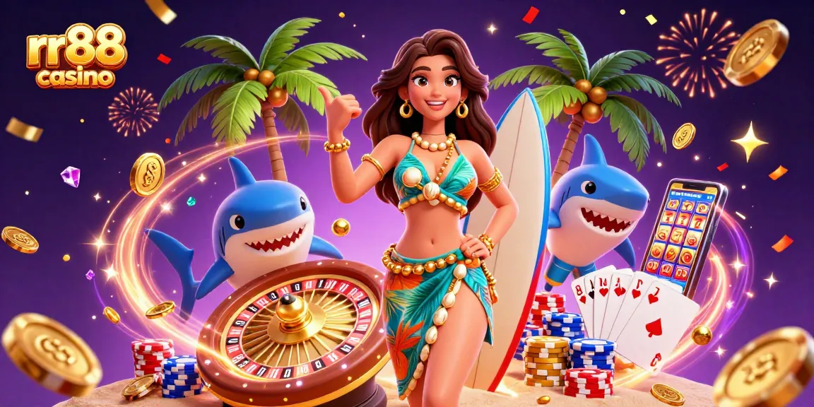 Engage with rr88 casino's vibrant scene featuring casino fun and excitement with dynamic 3D elements.