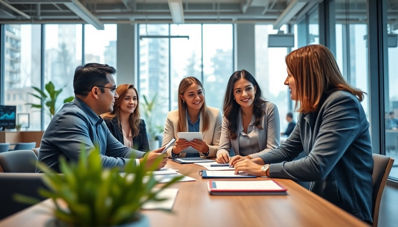Prozessverbesserung im Büro durch Teamarbeit in modernem Arbeitsumfeld darstellen.