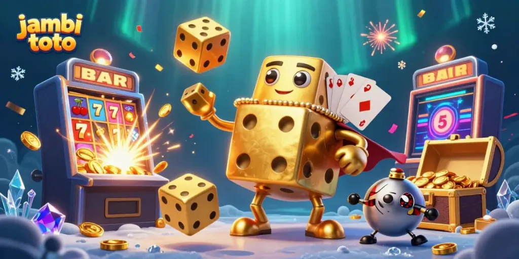 Experience jambi toto's excitement with a vibrant display featuring dynamic casino elements and characters.
