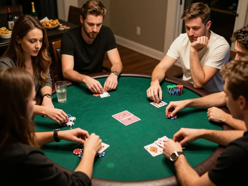 TG88 poker night with friends showcasing excitement and strategy during gameplay.