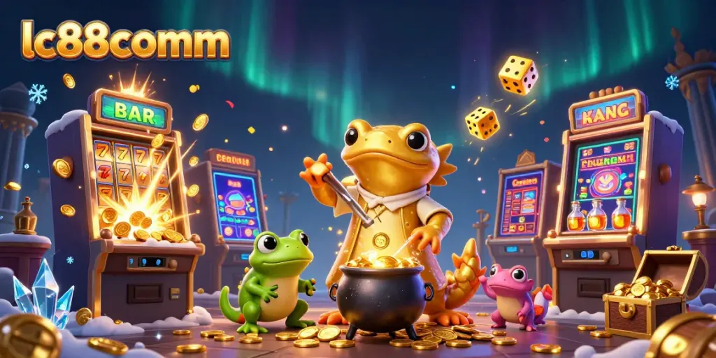 Experience excitement at lc88comm with vibrant casino elements and energetic characters in a stunning 3D illustration.