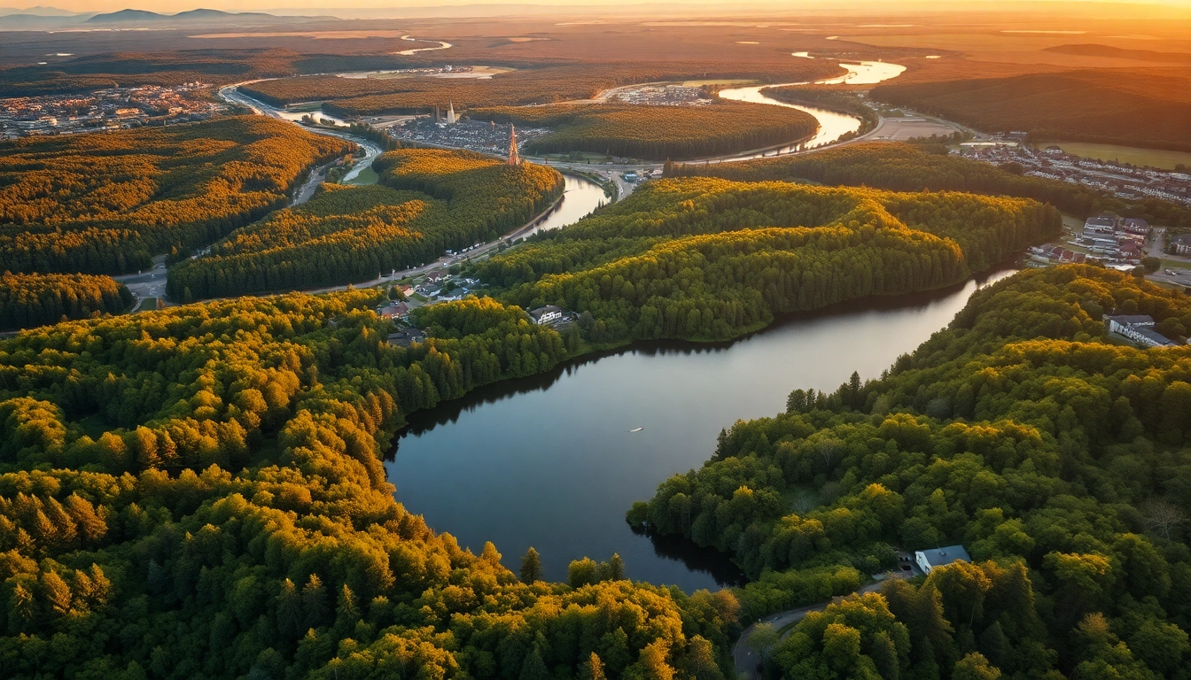 Drohnenaufnahmen Brandenburg zeigen malerische Landschaften mit Wäldern und Seen.