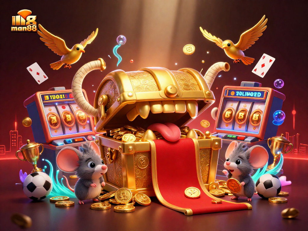 Engage with man88's thrilling slot games and jackpots in a vibrant casino scene.