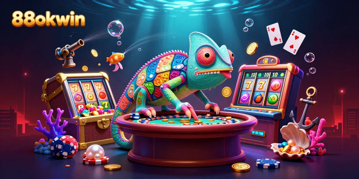 Experience the thrill of 88okwin with an illustration showcasing vibrant casino elements, emphasizing gameplay excitement.