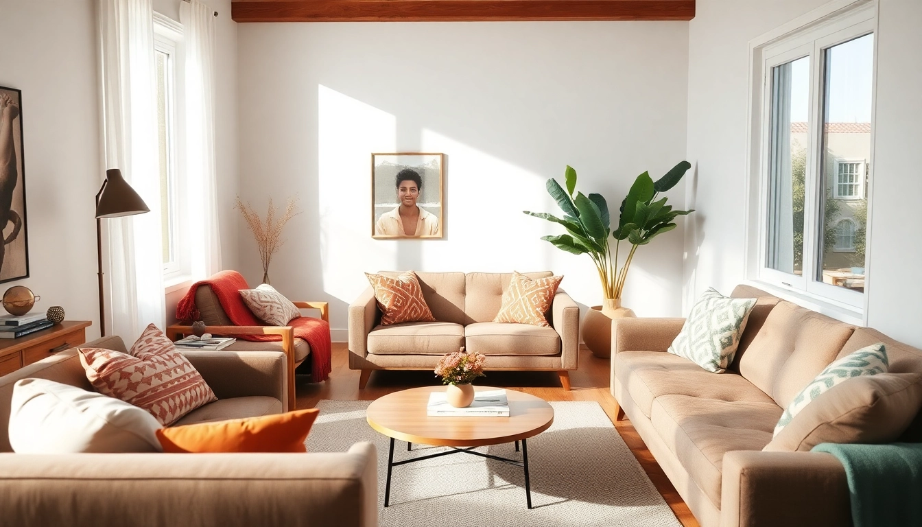 Einrichtungsideen in einem stilvollen Wohnzimmer mit modernen Möbeln und einladender Atmosphäre.