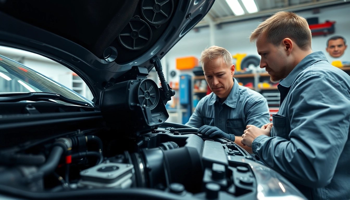 Motorschaden Ankauf - Mechaniker inspiziert beschädigten Motor in moderner Werkstatt.