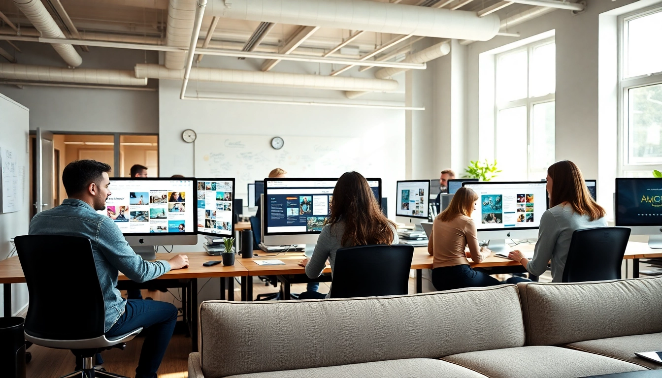 Webdesign Agentur zeigt kreatives Team bei der Website-Gestaltung und -Entwicklung.