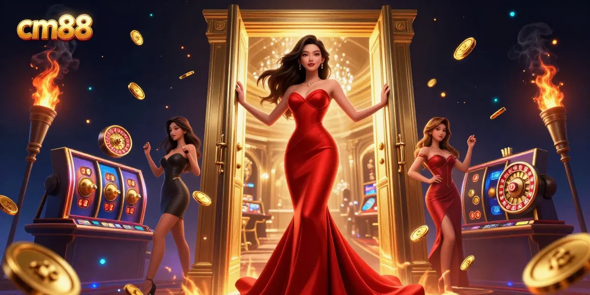 Experience winning with cm88, featuring a dazzling Asian woman in a luxury casino scene.