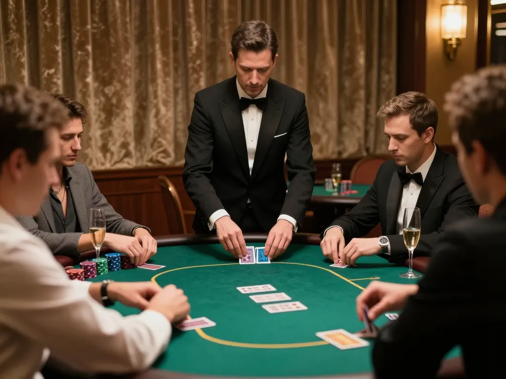 SX88 players engaged in a high-stakes poker game, showcasing excitement and strategy in a luxury casino.