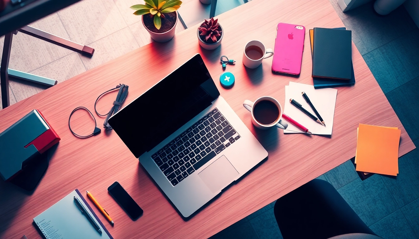 Individuelle Technik Tipps auf einem modernen Schreibtisch mit Laptop und Notizen.