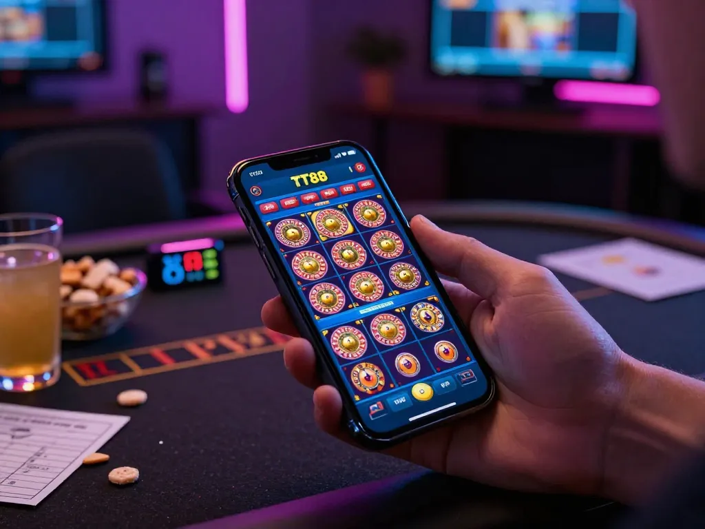 Engage with the TT88 casino app interface during an exciting online gaming session