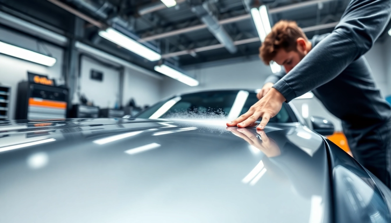 Keramikversiegelung München wird professionell auf einem Auto aufgetragen.